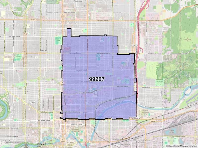 Map of ZIP Code 99207 — Spokane, WA