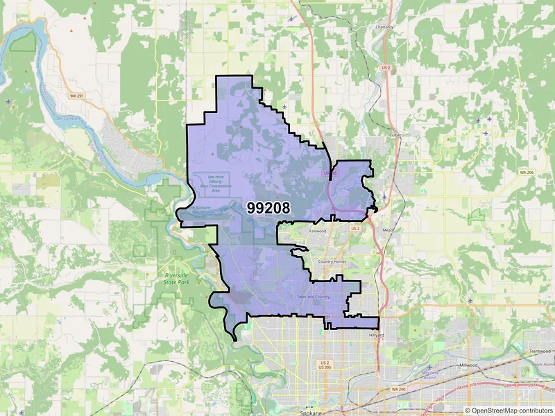 Map of ZIP Code 99208 — Spokane, WA