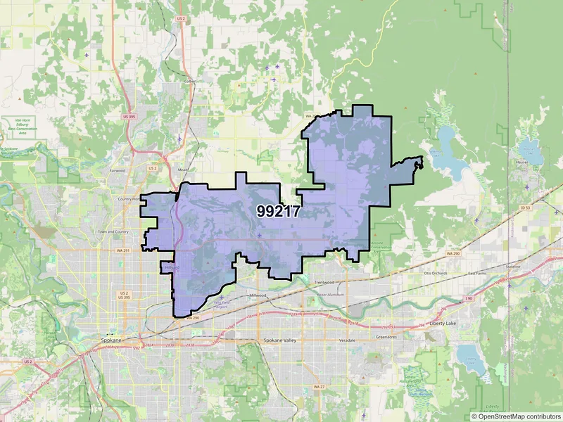 Map of ZIP Code 99217 — Spokane, WA