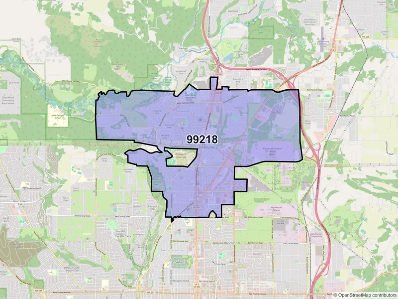 Map of ZIP Code 99218 — Spokane, WA
