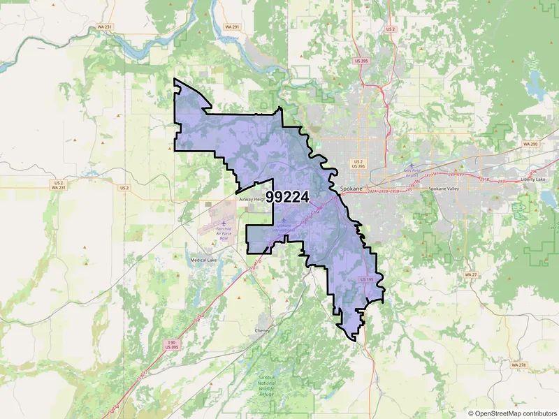 Map of ZIP Code 99224 — Spokane, WA