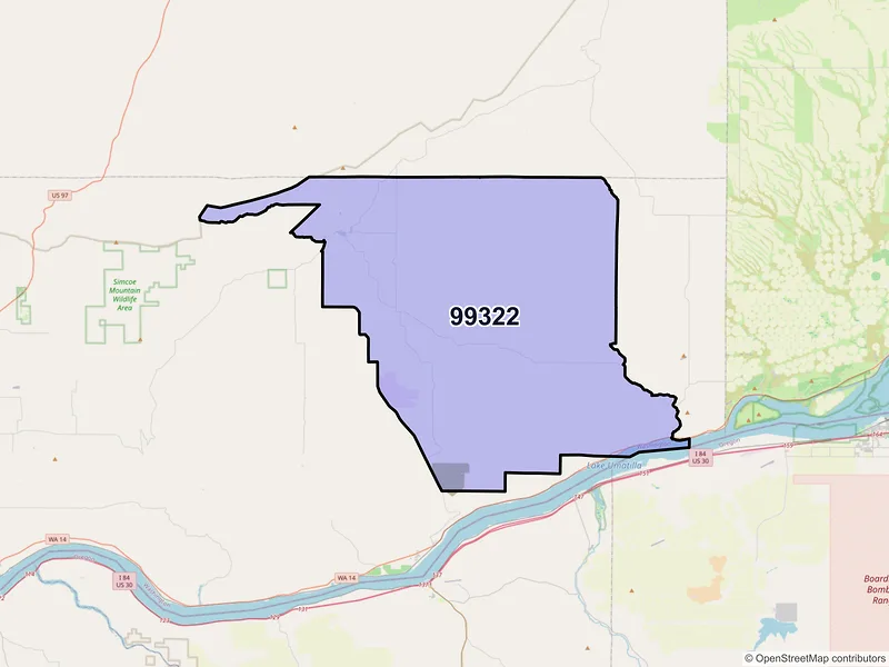 Map of ZIP Code 99322 — Bickleton, WA