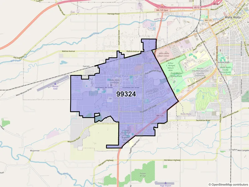 Map of ZIP Code 99324 — College Place, WA