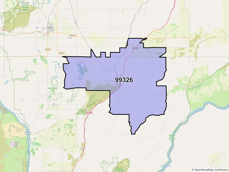 Map of ZIP Code 99326 — Connell, WA