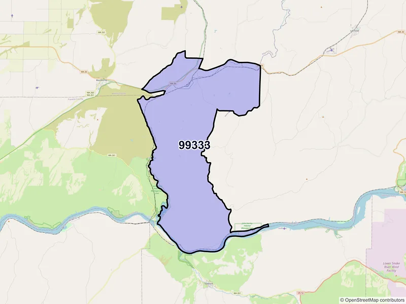 Map of Hooper, Washington and ZIP codes