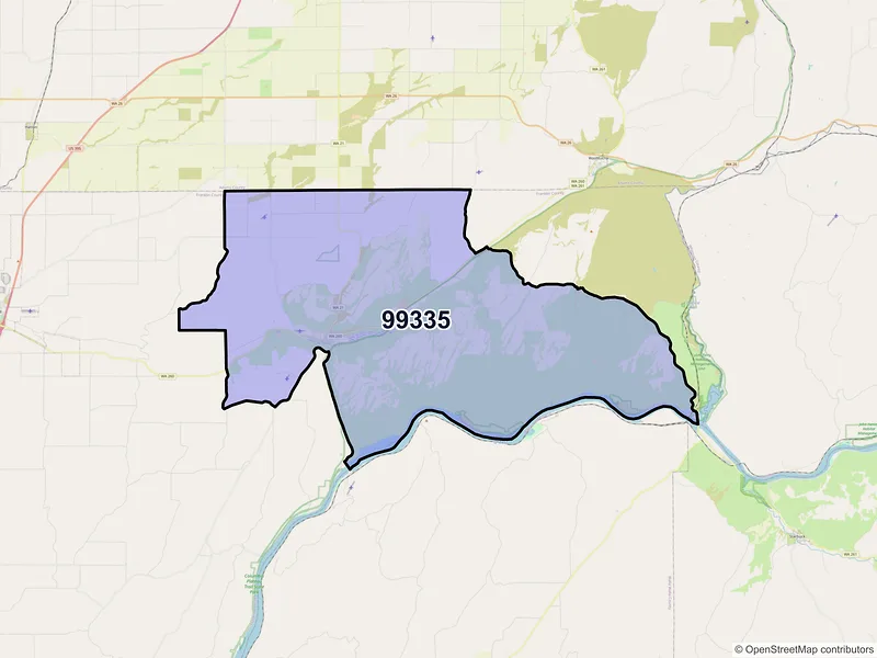 Map of Kahlotus, Washington and ZIP codes