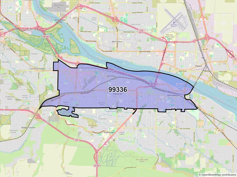 Map of ZIP Code 99336 — Kennewick, WA