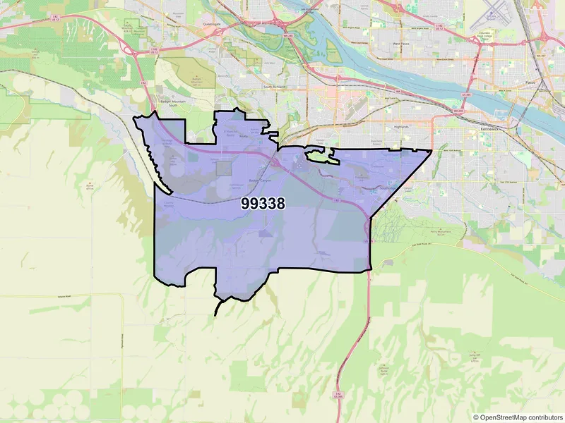 Map of ZIP Code 99338 — Kennewick, WA