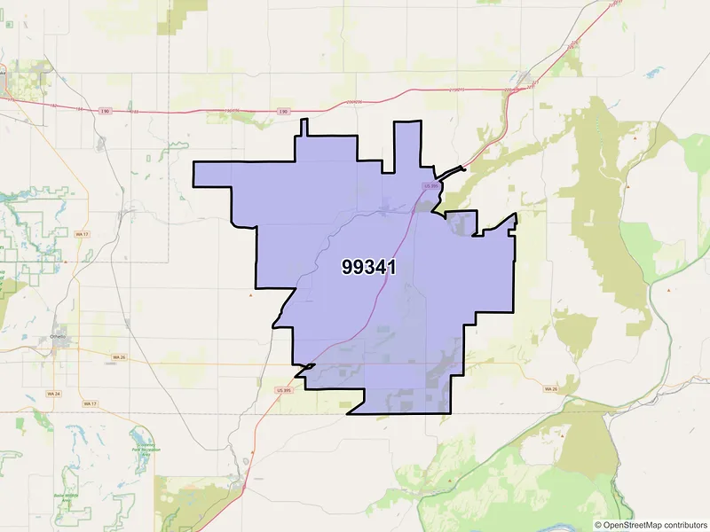 Map of ZIP Code 99341 — Lind, WA