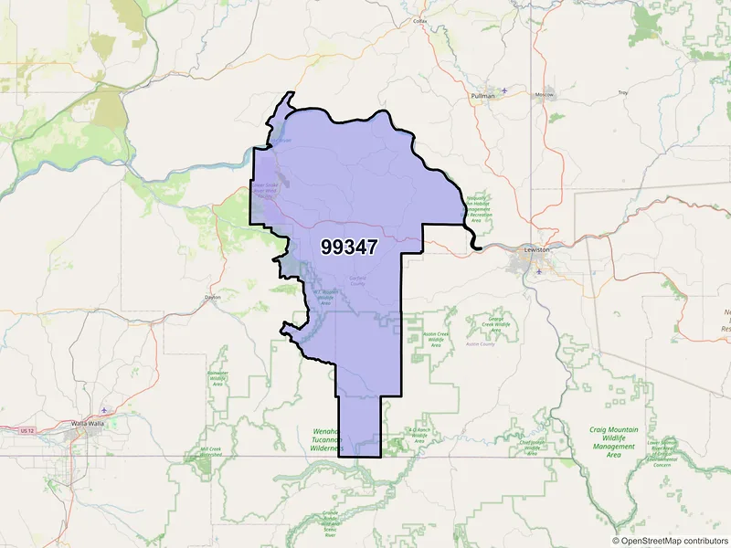 Map of ZIP Code 99347 — Pomeroy, WA