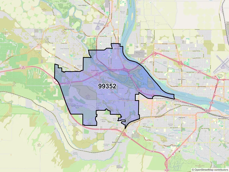 Map of ZIP Code 99352 — Richland, WA