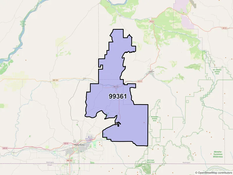 Map of ZIP Code 99361 — Waitsburg, WA
