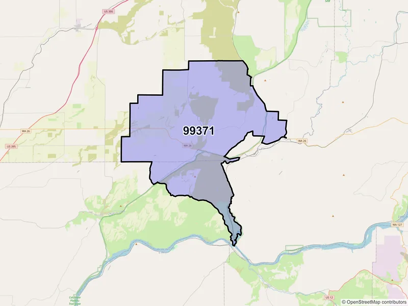 Map of ZIP Code 99371 — Washtucna, WA