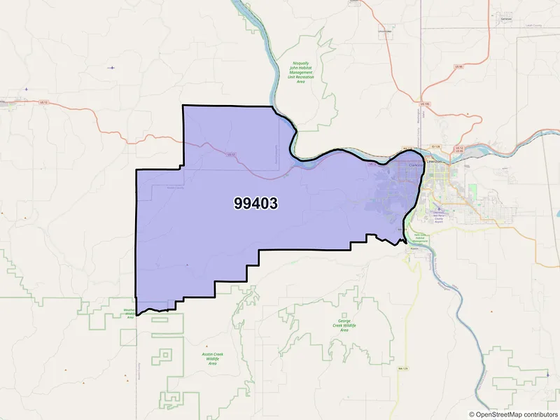 Map of ZIP Code 99403 — Clarkston, WA