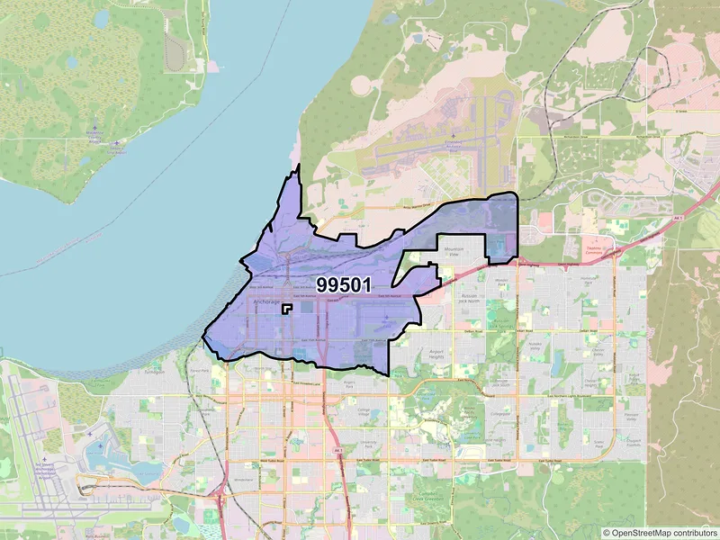 Map of ZIP Code 99501 — Anchorage, AK