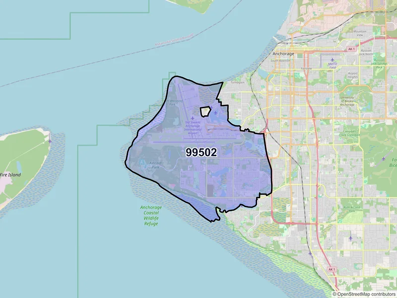 Map of ZIP Code 99502 — Anchorage, AK