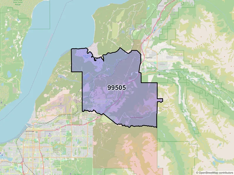 Map of ZIP Code 99505 — JBER, AK