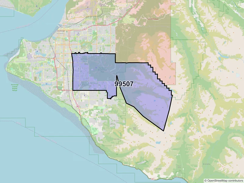 Map of ZIP Code 99507 — Anchorage, AK