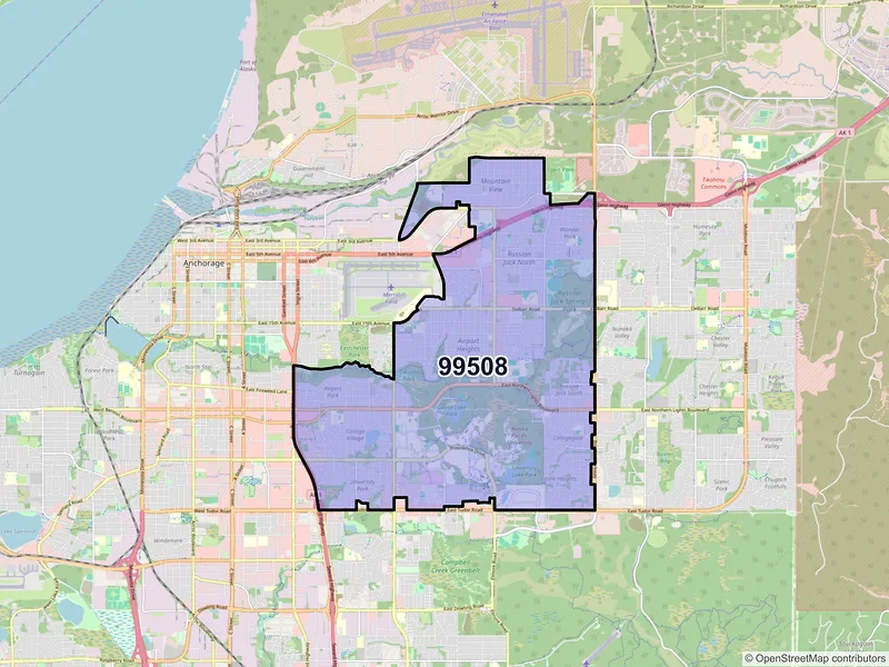 Map of ZIP Code 99508 — Anchorage, AK