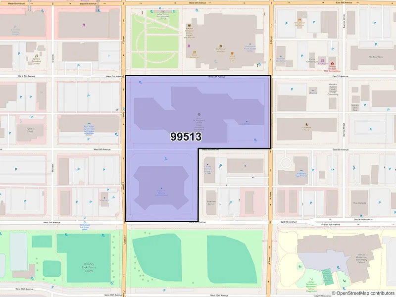 Map of ZIP Code 99513 — Anchorage, AK