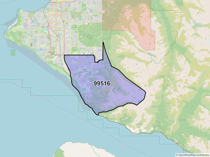 Map of ZIP Code 99516 — Anchorage, AK