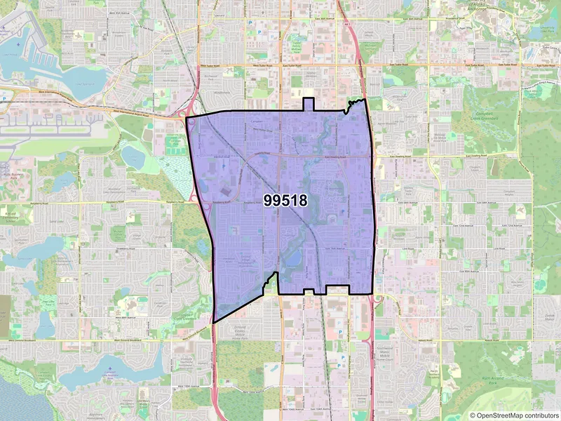 Map of ZIP Code 99518 — Anchorage, AK