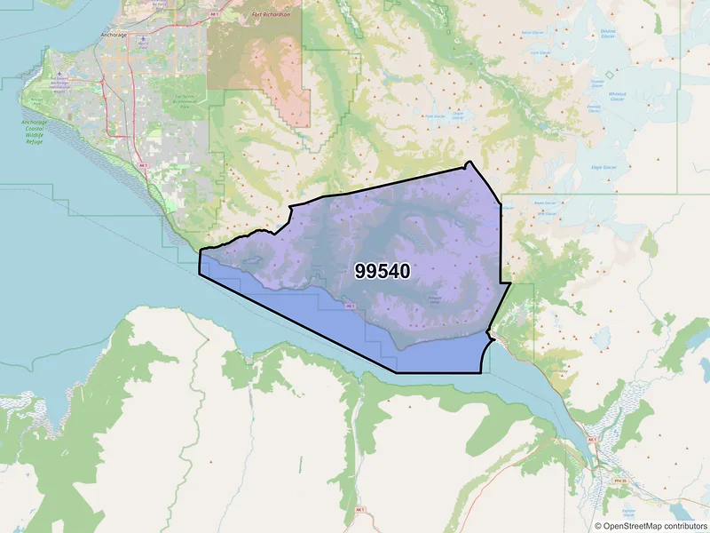 Map of ZIP Code 99540 — Indian, AK
