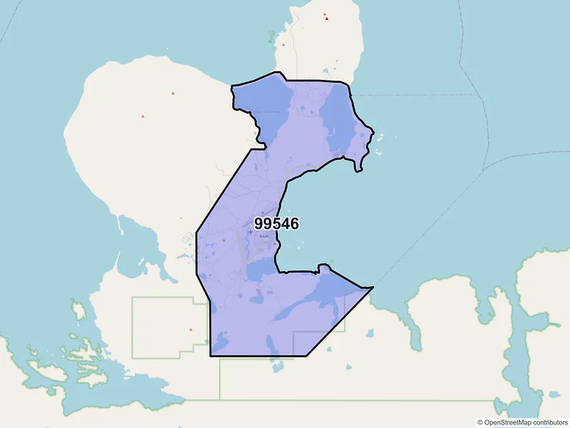 Map of Adak, Alaska and ZIP codes