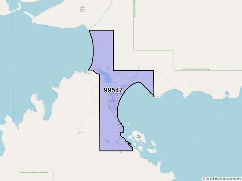Map of Atka, Alaska and ZIP codes