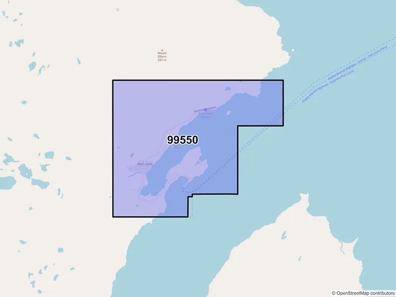 Map of Port Lions, Alaska and ZIP codes