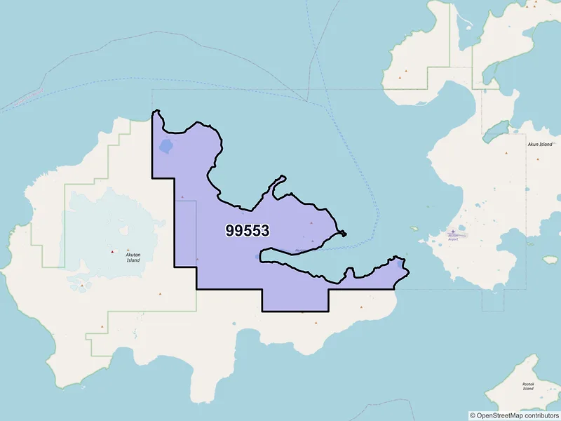 Map of Akutan, Alaska and ZIP codes
