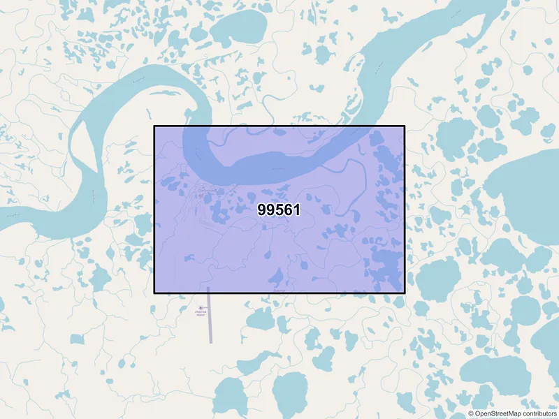 Map of Chefornak, Alaska and ZIP codes