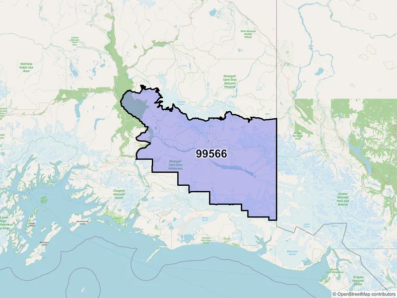 Map of Chitina, Alaska and ZIP codes
