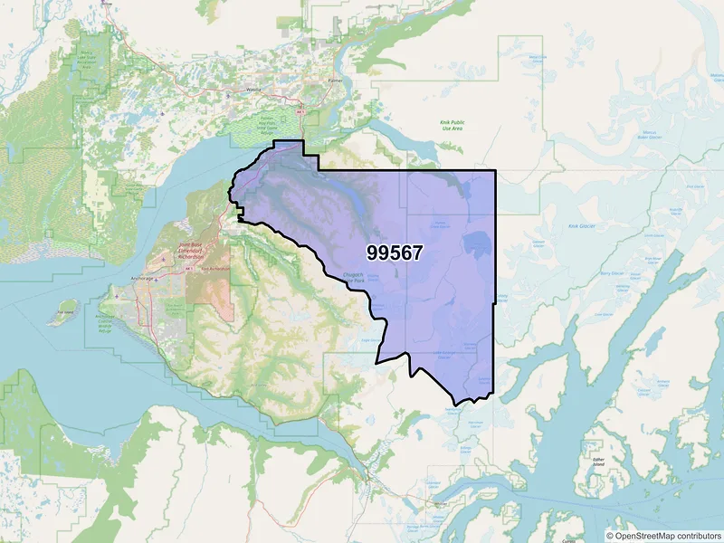 Map of ZIP Code 99567 — Chugiak, AK