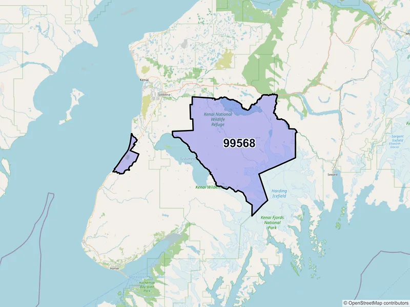 Map of Clam Gulch, Alaska and ZIP codes