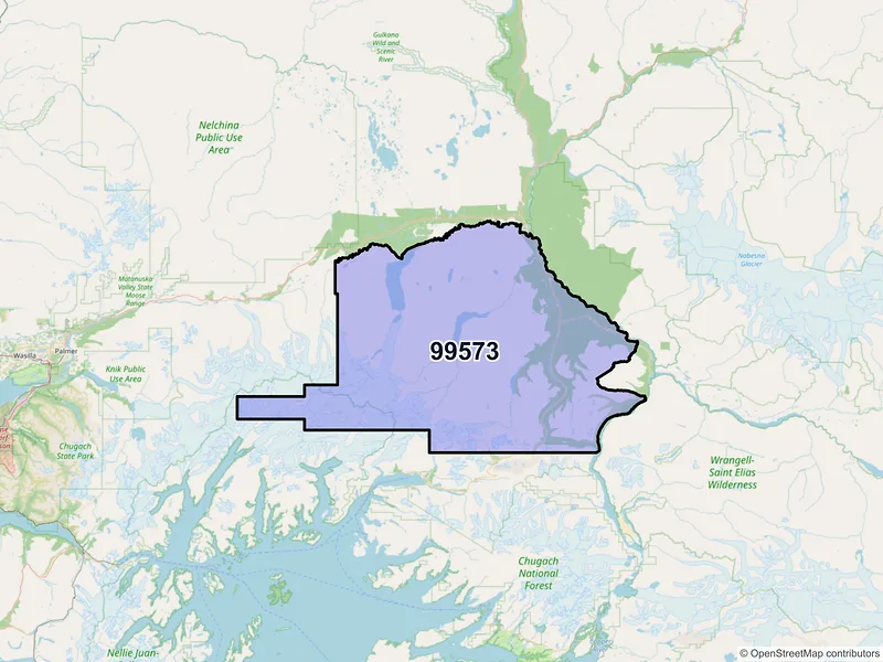 Map of ZIP Code 99573 — Copper Center, AK