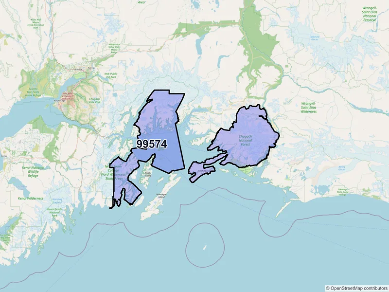 Map of Cordova, Alaska and ZIP codes