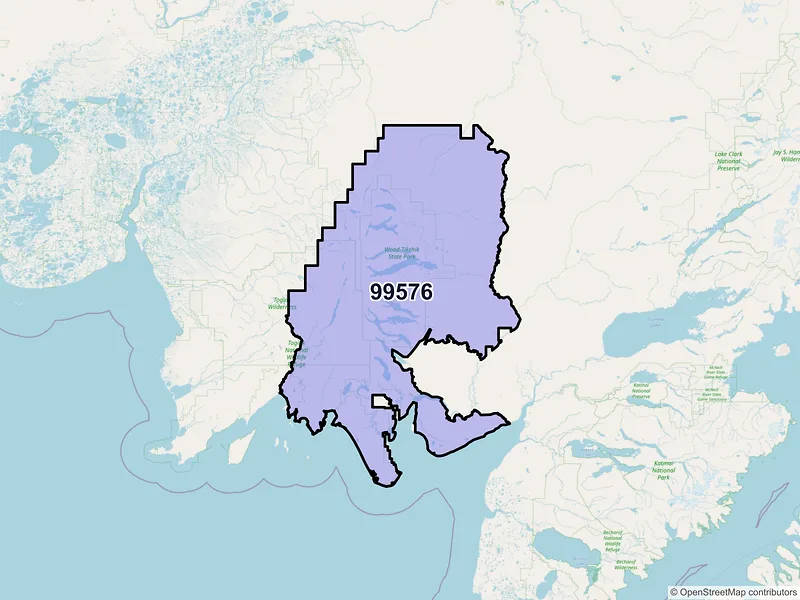 Map of Dillingham, Alaska and ZIP codes