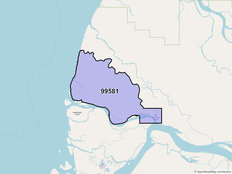 Map of Emmonak, Alaska and ZIP codes