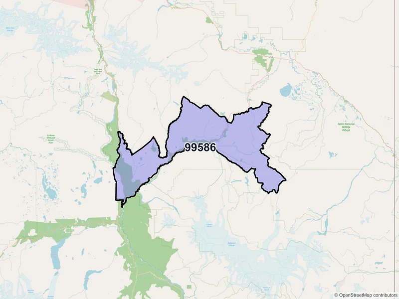 Map of ZIP Code 99586 — Gakona, AK