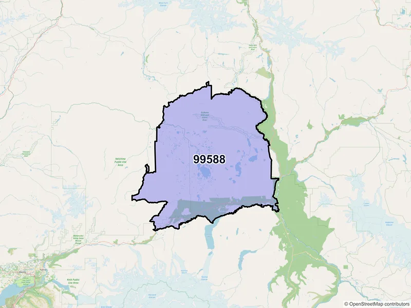 Map of Glennallen, Alaska and ZIP codes