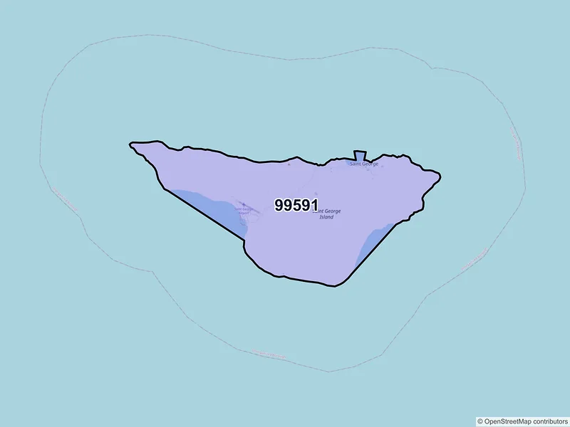 Map of Saint George Island, Alaska and ZIP codes