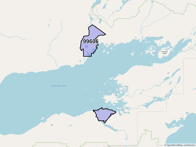 Map of Iliamna, Alaska and ZIP codes