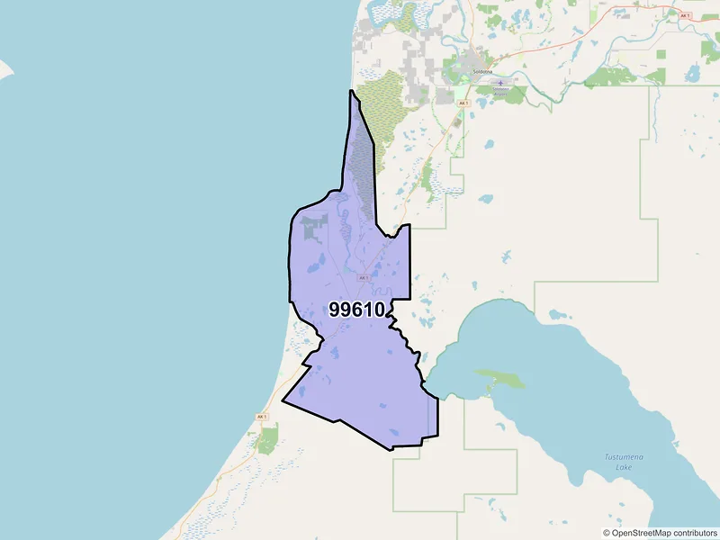 Map of ZIP Code 99610 — Kasilof, AK