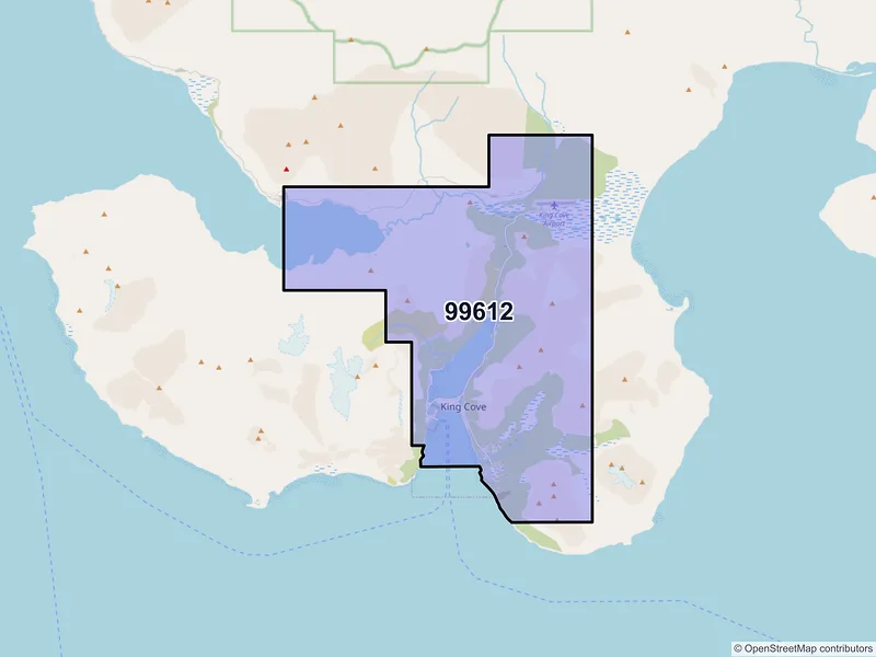 Map of King Cove, Alaska and ZIP codes