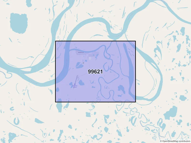 Map of Kwethluk, Alaska and ZIP codes