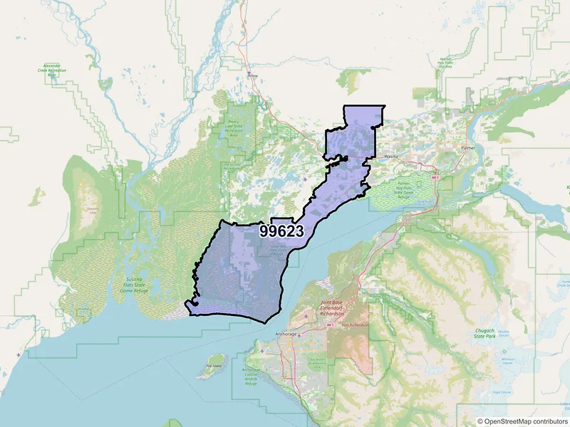 Map of ZIP Code 99623 — Wasilla, AK