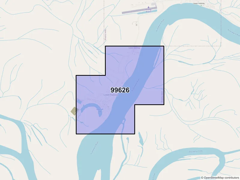 Map of Lower Kalskag, Alaska and ZIP codes