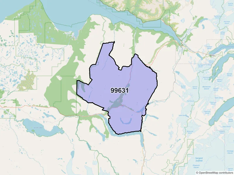 Map of ZIP Code 99631 — Moose Pass, AK