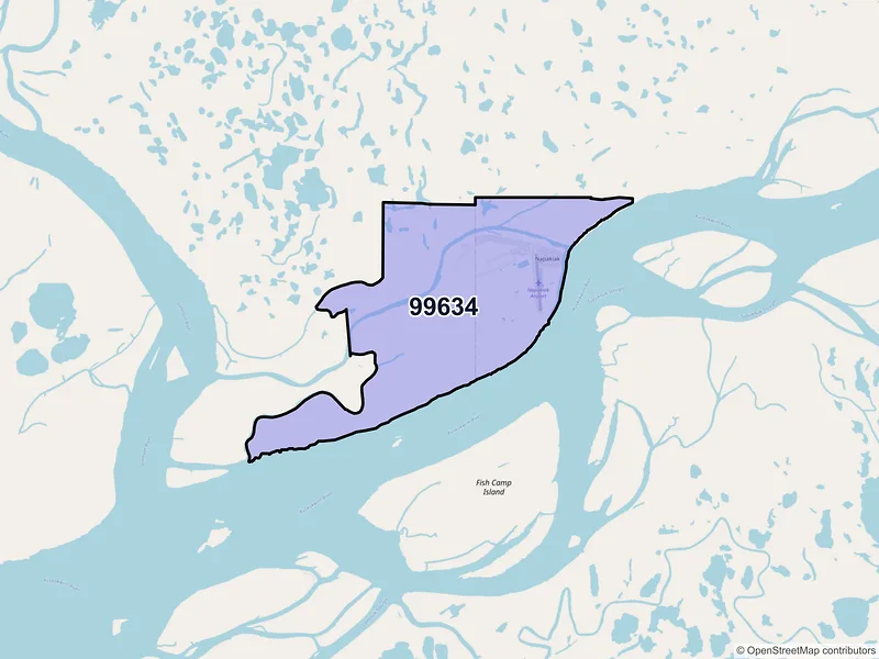 Map of Napakiak, Alaska and ZIP codes